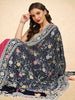 Navy Blue Georgette Dupatta With All over Embroidery and Multi Sequins Work