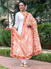 Heavily Floral Embroidered Peach Georgette Dupatta