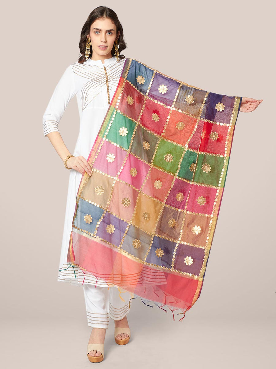 Yellow Gotta Patti Silk Blend Dupatta