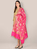 Banarasi Rani Pink Silk Dupatta with Floral Jaal freeshipping - Dupatta Bazaar