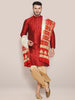 Men's White & Red Banarasi Bandhani Gharchola Silk freeshipping - Dupatta Bazaar