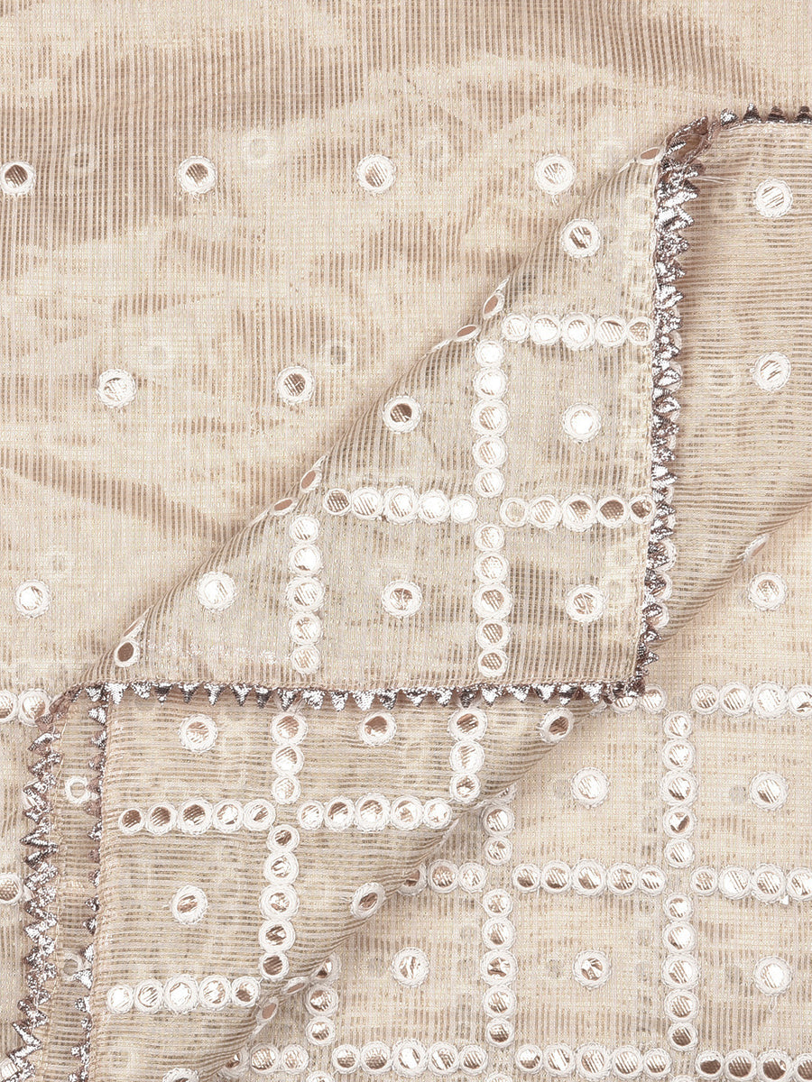 Golden Tissue Check For Dupatta Fabric Precut 2.5 Meter FAB137