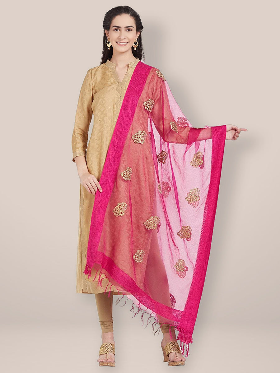Baby Pink Printed Organza Dupatta