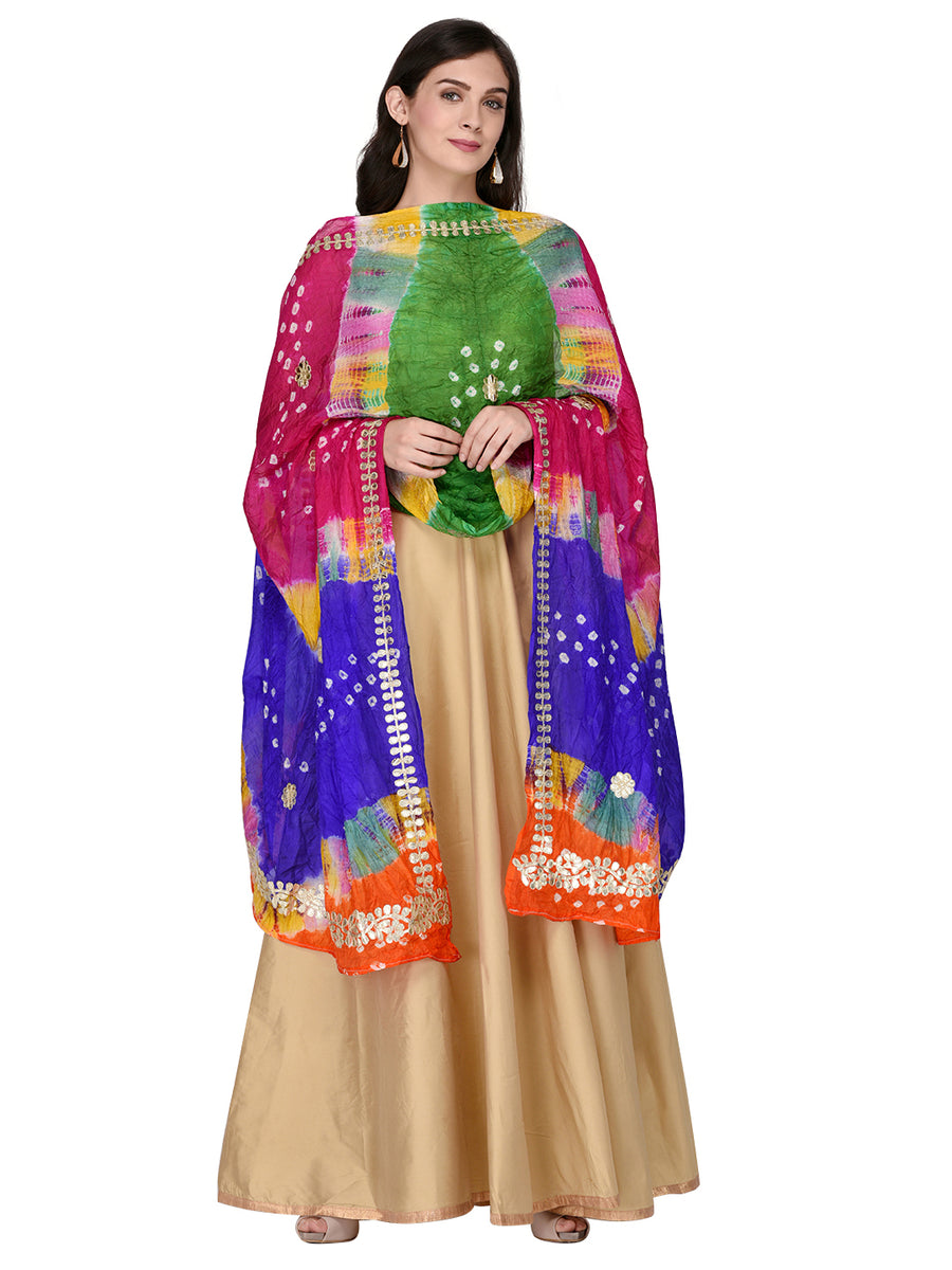 Multicoloured Bandhani Silk Dupatta
