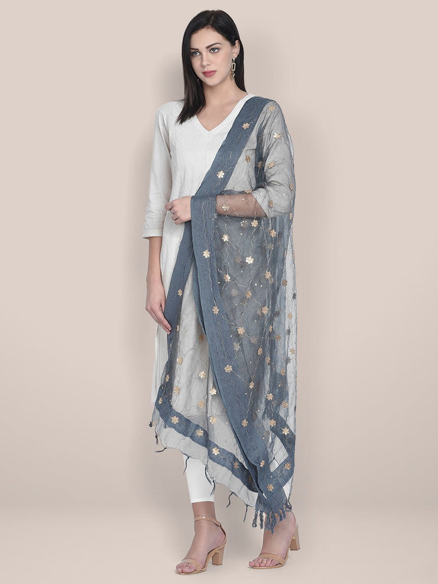 Grey Gotta Patti Net Dupatta