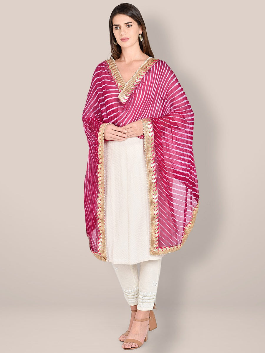 Bottle Green Gotta Patti Chiffon Dupatta