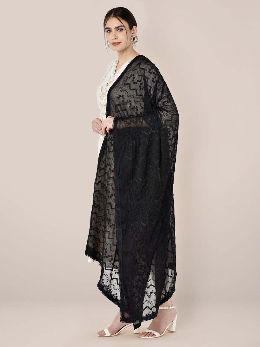 Black Lacey Dupatta
