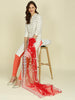 Floral Embroidered Red Net dupatta with Delicate Sequence