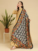 Ethnic Elephant Printed Black & Multi Art Silk Dupatta