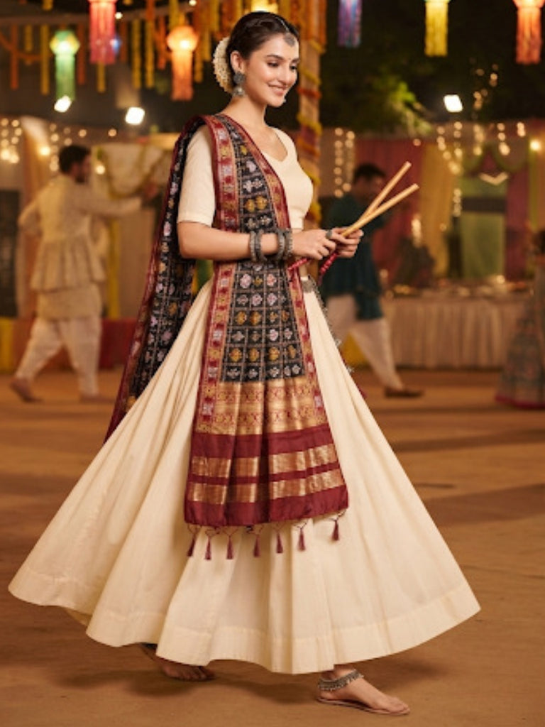 Black Banarasi Patola Silk Dupatta
