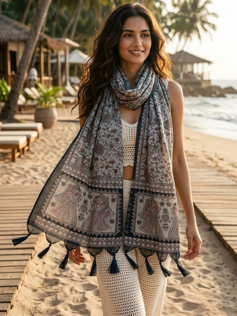 Ethnic Printed Art Silk Stole/SCARF