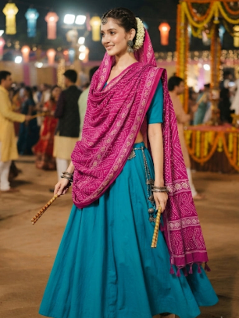 Rani Pink Bandhini Printed Art Silk Dupatta