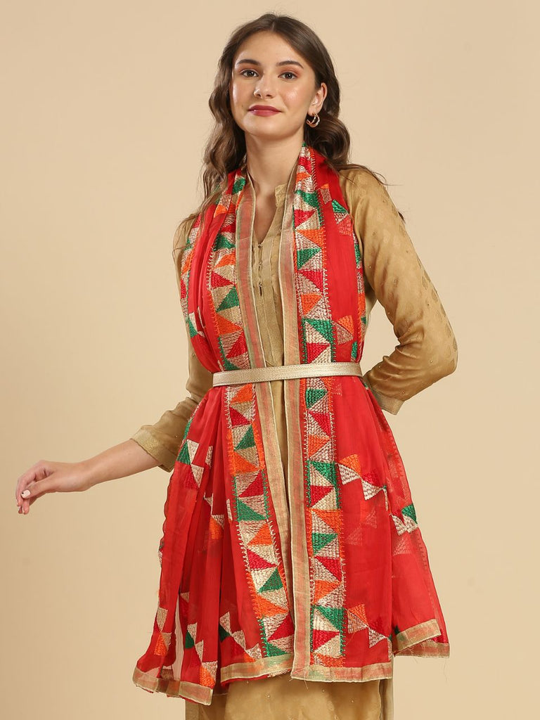 Black Phulkari Chiffon Dupatta Dupatta Bazaar