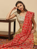 Women's Embroidered Organza Dupatta with Red Phulkari Embroidery