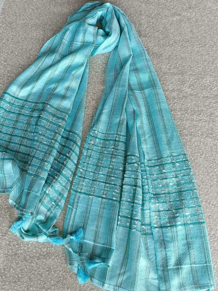 Shimmer Striped Cotton Stole/ Scarf – Dupatta Bazaar