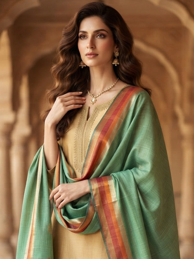 Mint Green Chanderi Silk Dupatta