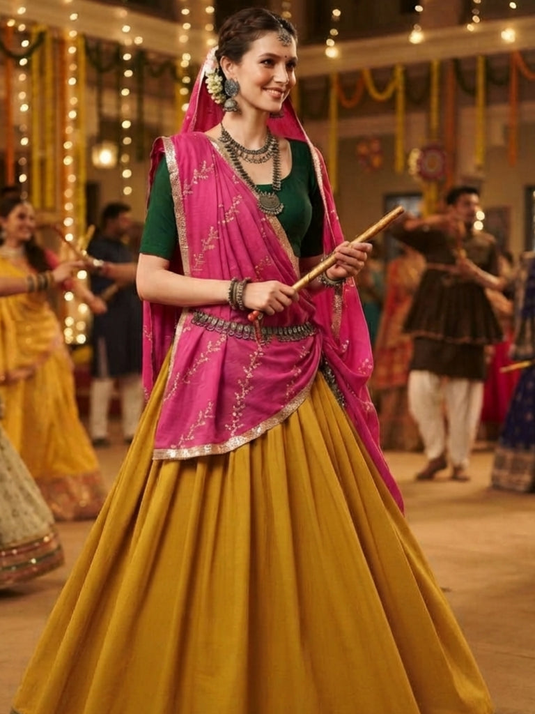 Sequinned Embroidered Pink Chinnon Dupatta with Subtle Sheen