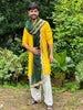 Men's Embroidered Bottle Green Organza Dupatta for Kurta/Sherwani/Achkan