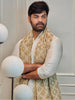 Beige Georgette Lucknowi Work dupatta with Gotta Patti Work Men's Dupatta for Kurta/Sherwani/Achkan