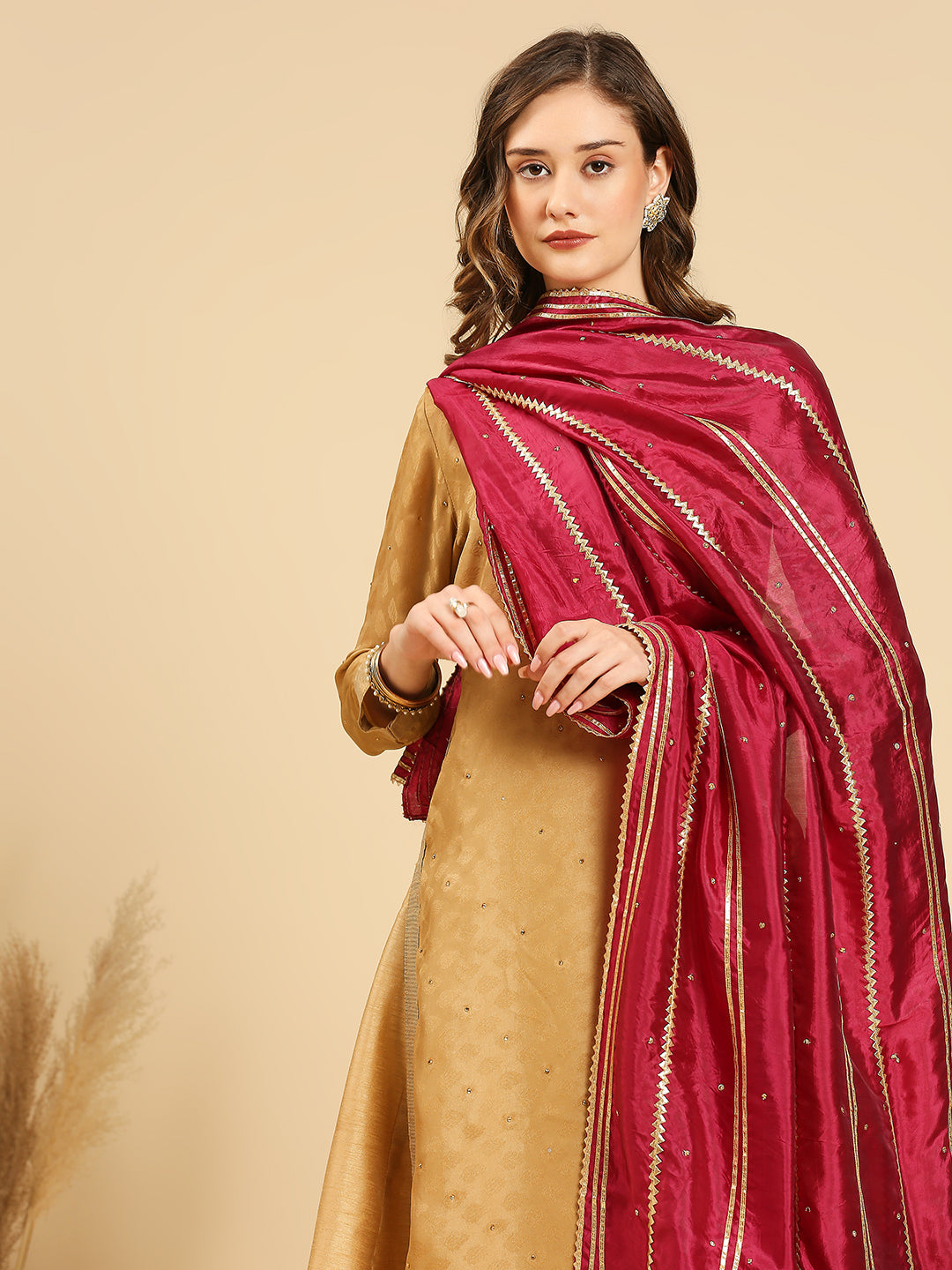 Cream Gotta Patti Silk Dupatta main image 0