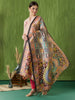 Ethnic Pichwai Printed Peach & Multi Assam Silk Dupatta