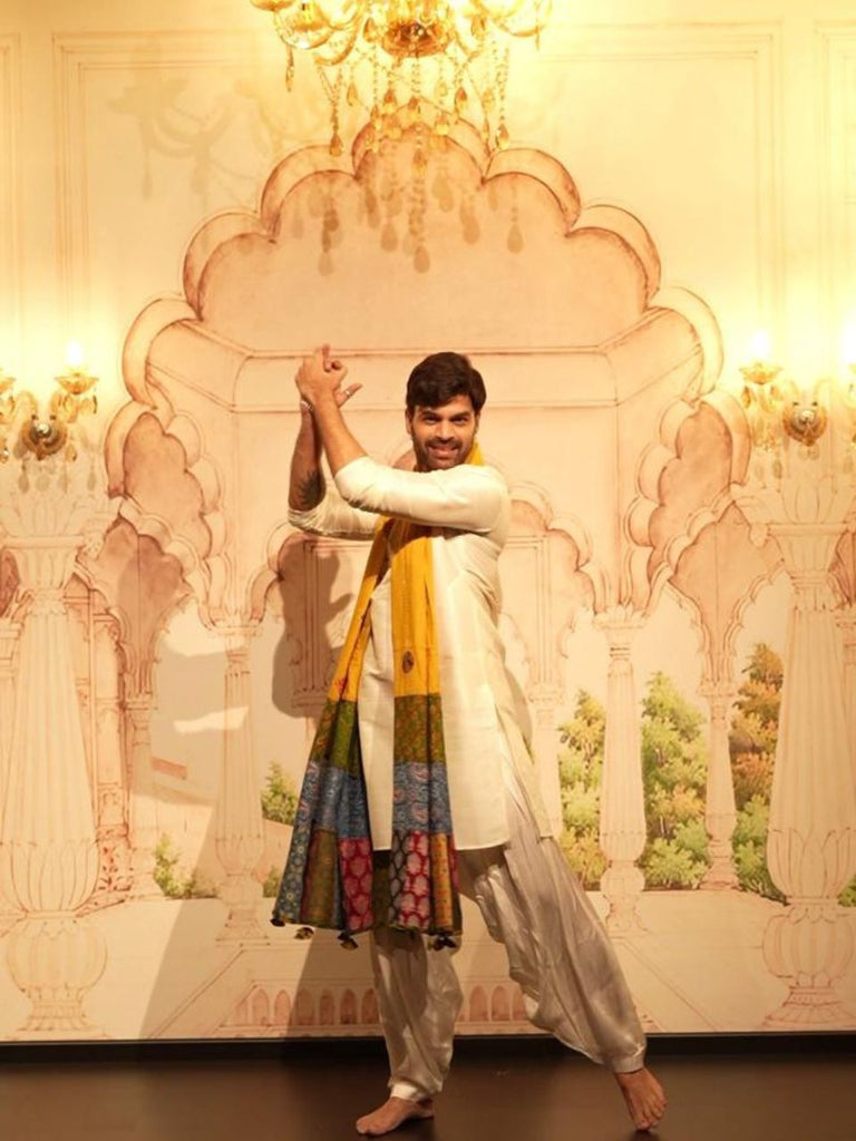 Men's Mustard Patchwork Pure Cotton Dupatta