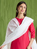 White Embroidered Pure Kota Cotton Dupatta with Scallops