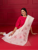 Off White Embroidered Chandei Dupatta with Floral Embroidery
