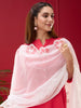 White Embroidered Kota Cotton Dupatta with Cutwork on Border
