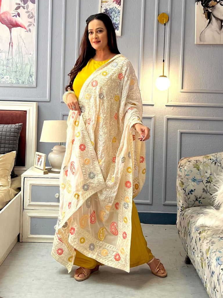 Georgette Dupatta With All over Embroidery and Multi Sequins Work