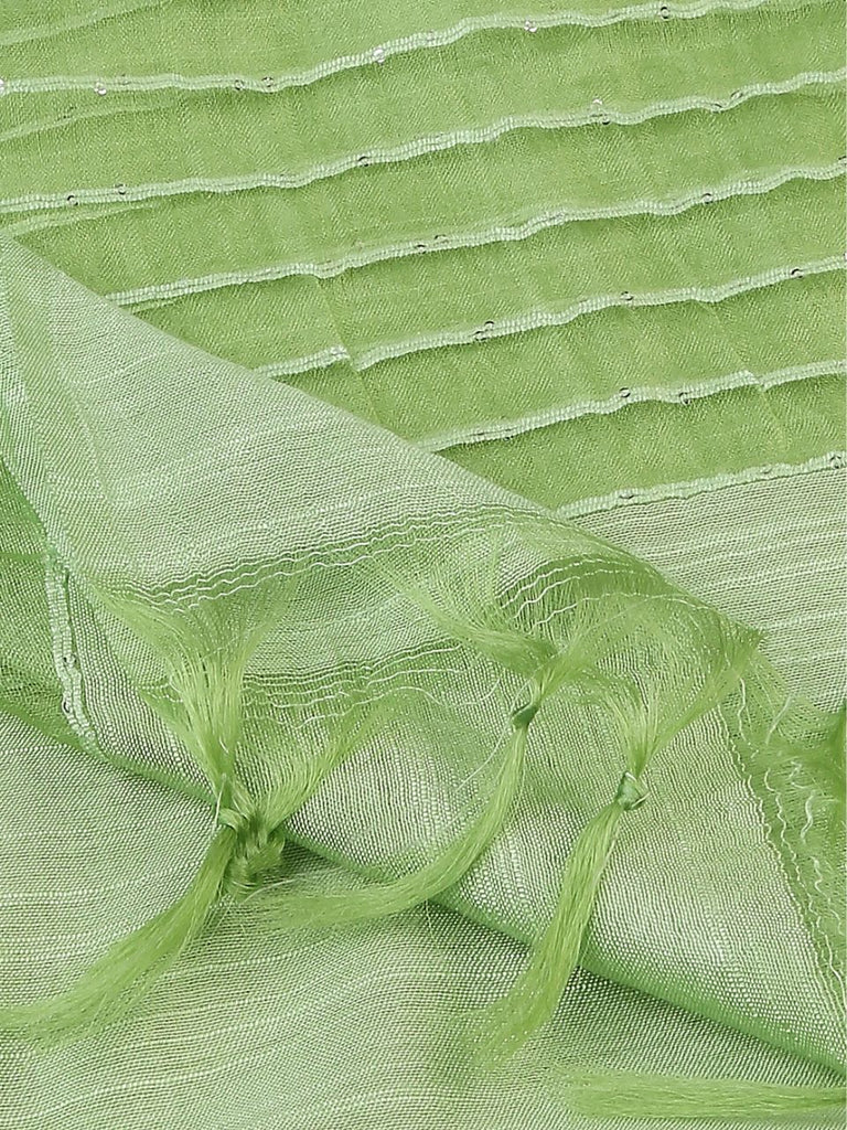 Cotton Silk Stole/Scarf with Sequinned Organza Border