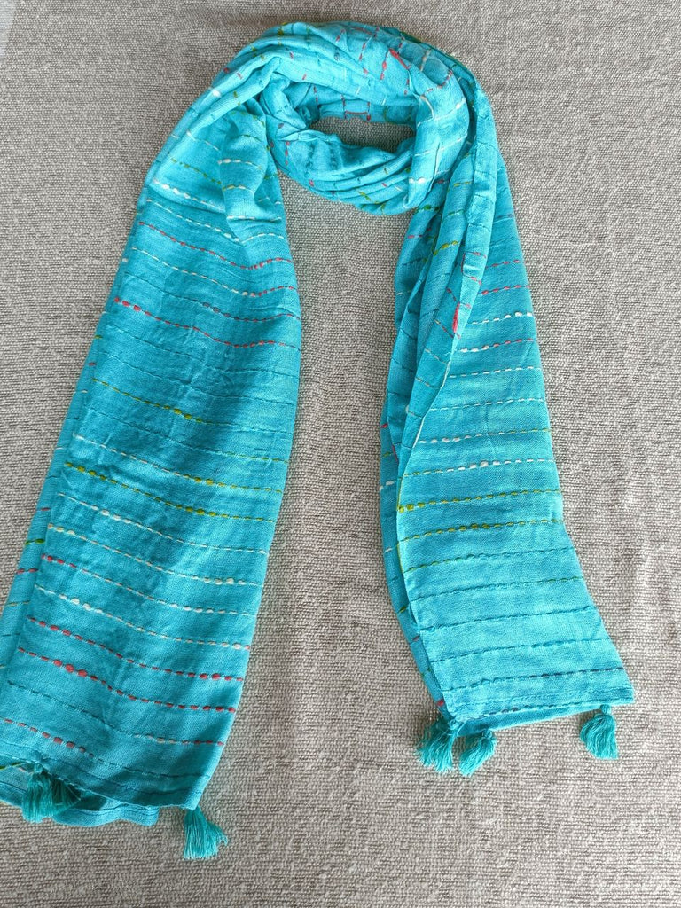 Katha Woven Cotton Stole Scarf with Tassels – Dupatta Bazaar