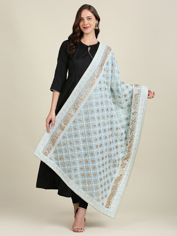 Georgette Hand-Embroidered Lucknowi Chikankari Kurta with Gotta Patti Work & Chiffon Dupatta – 100% Handcrafted Elegance