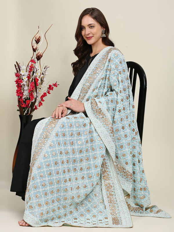 Georgette Hand-Embroidered Lucknowi Chikankari Kurta with Gotta Patti Work & Chiffon Dupatta – 100% Handcrafted Elegance main image 0