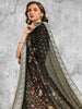 Heavily Embroidered Designer Black & Multicolour Chinnon Dupatta