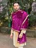 Men's Wine Velvet Embroidered Dupatta for Kurta/Sherwani/Achkan
