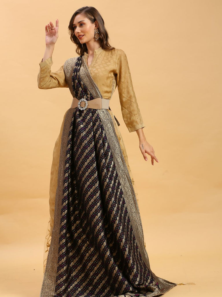 white christmas dresses Elegance Pink Color Dola Silk Kalamkari Printed Party Gown With Koti main image 0