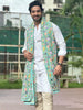 Men's Aqua Marine Blue & Multi Parsi Gara Work Dupatta for Kurta/Sherwani/Achkan