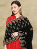 Black Velvet Dupatta with Embroidery & Cutwork Embroidery