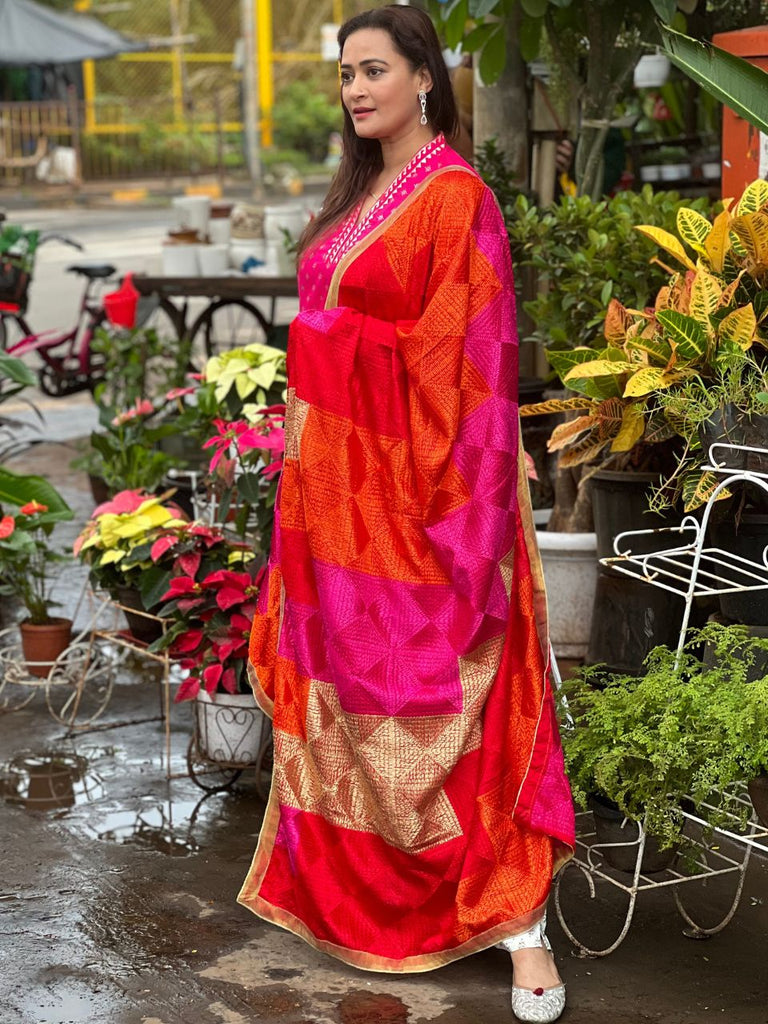 Multicolour Chiffon Phulkari Dupatta