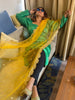 Embroidered Yellow Net Dupatta with Scallops