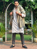 Men's Grey Banarasi Silk Dupatta for Kurta/Sherwani/Achkan