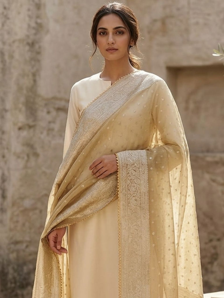 Woven Gold Tissue Silk Banarasi Dupatta