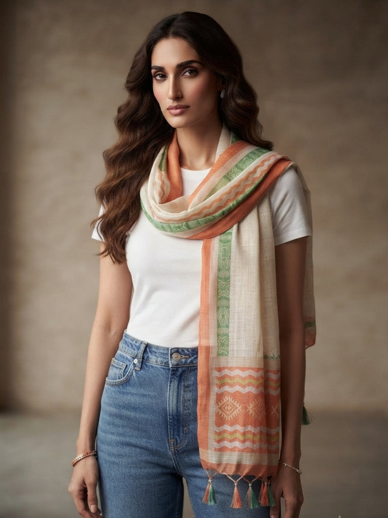 Tri Colour/Tiranga Digital Printed Stole/Scarf for Women & Men