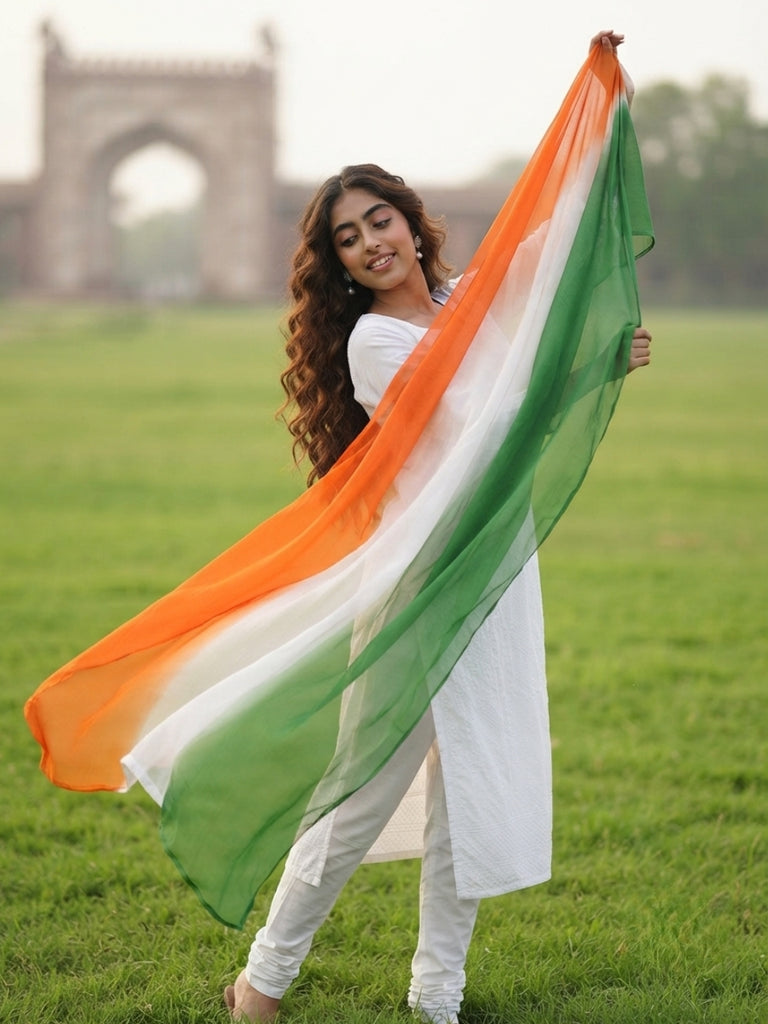 Republic Day Tiranga Tri Colour Chiffon Dupatta
