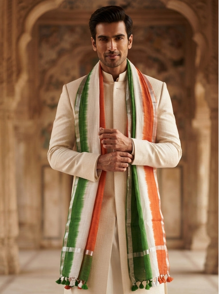 Republic Day Tiranga Tri Colour Linen Blend Dupatta