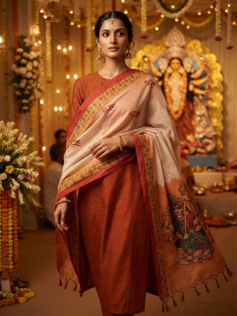 Durga Maa Navratri Durga Ashtami Assam Silk Dupatta