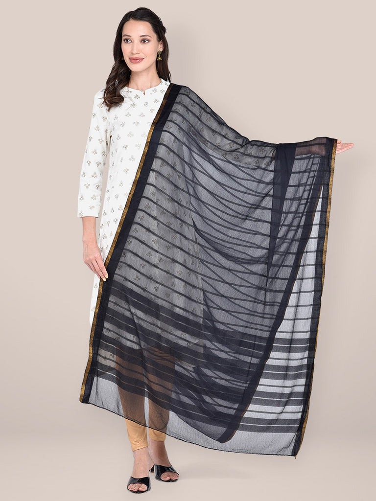 Black Pure Chiffon Dupatta freeshipping - Dupatta Bazaar