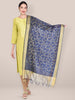 Navy Blue Embroidered Blended Silk Dupatta freeshipping - Dupatta Bazaar