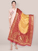 Red & Beige Banarasi Bandhej Gharchola Silk Dupatta freeshipping - Dupatta Bazaar